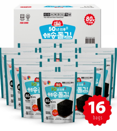 해송 돌김 (도시락김 80매) X 16팩 = 1 Box